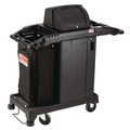 Cleaning Carts | Suncast Commercial HKCCH200 23.25 in. x 53.22 in. x 53.06 in. 1 Shelf Plastic Compact Premium Housekeeping Cart - Black image number 3