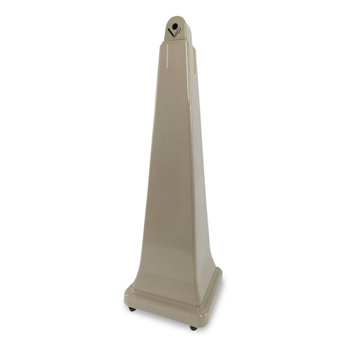 Smoking Receptacles | Rubbermaid Commercial FG257088BEIG 12.25 in. x 39.75 in. 1 gal. GroundsKeeper Pyramid Cigarette Waste Collector - Beige image number 0
