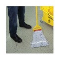 Labor Day Sale | Boardwalk BWK553 Rayon/Polyester Wide Floor Finish Mop Head - Large, White/Blue (12/Carton) image number 8