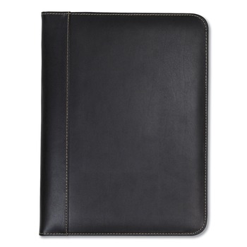 Samsill 71710 8-1/2 in. x 11 in. Contrast Stitch Leather Padfolio Leather - Black