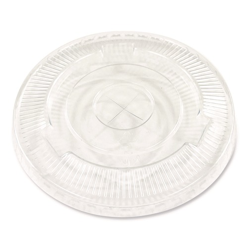 Cups and Lids | Boardwalk BWKPET910STRAWPK 9 oz. to 10 oz. Crystal-Clear Cold Cup Straw-Slot Lids - Clear (100/Pack) image number 0