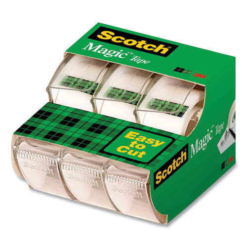 Tape Dispensers | Scotch 3105 0.75 in. x 25 ft. 1 in. Core Magic Tape in Handheld Dispenser - Clear (3/Pack) image number 0