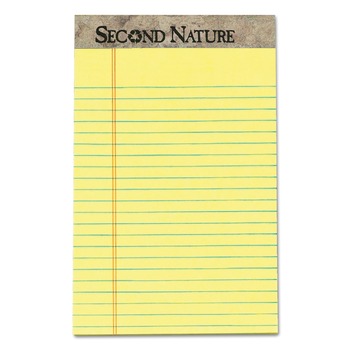 TOPS 74840 Second Nature 5 in. x 8 in. Recycled Ruled Pads - Narrow, Canary (1-Dozen)