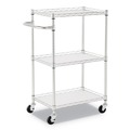 Cleaning Carts | Alera ALESW322416SR 24 in. x 16 in. x 39 in. 450 lbs. Capacity 3-Shelf Wire Cart with Liners - Silver image number 0
