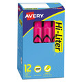 Highlighters | Avery 24010 HI-LITER Desk-Style Chisel Tip Highlighters - Fluorescent Pink Ink/Black Barrel (1-Dozen) image number 0