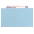 File Folders | Smead 14081 6 SafeSHIELD Fasteners 2 Dividers Letter Size 6-Section Pressboard Top Tab Pocket Classification Folders - Blue (10/Box) image number 2