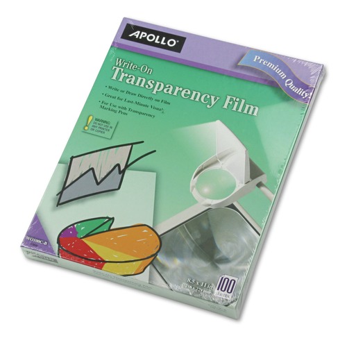 Paper & Printables | Apollo VWO100C-BE-A 8.5 in. x 11 in. Write-On Transparency Film (100/Box) image number 0