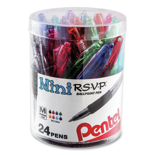 Pens | Pentel BK91MN24M 1 mm R.S.V.P. Mini Ballpoint Pen - Medium/Assorted Ink and Barrel Colors (24/Pack) image number 0