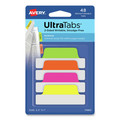 Dividers & Tabs | Avery 74865 2.5 in. x 1 in. 1/5-Cut Ultra Tabs Repositionable Tabs - Assorted Neon Colors (48/Pack) image number 0