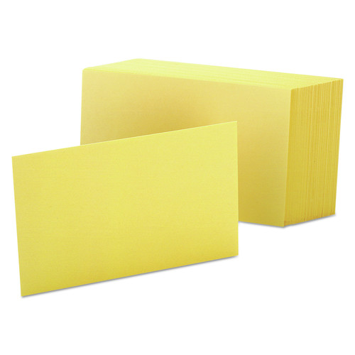 Flash Cards | Oxford 7420 CAN 4 in. x 6 in. Unruled Index Cards - Canary (100/Pack) image number 0