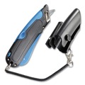 Box Cutters & Utility Knives | Cosco 091524 Easycut 6 in. Plastic Handle Self-Retracting Cutter with Safety-Tip Blade Holster and Lanyard - Black/Blue image number 3
