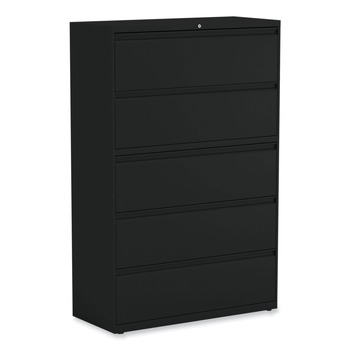 OFFICE FILING CABINETS AND SHELVES | Alera 25513 42 in. x 18.63 in. x 67.63 in. 5 Legal/Letter/A4/A5 Size Lateral File Drawers - Black