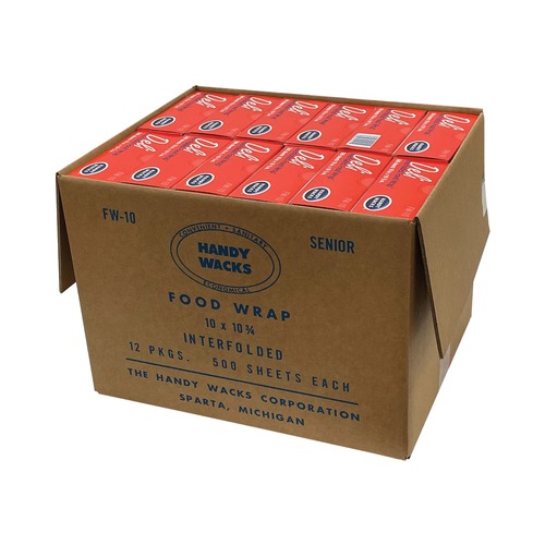 Food Service | Handy Wacks FW10 10.75 in. x 10 in. Interfolded Food Wrap Deli Sheets (12/Carton) image number 0