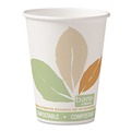 Cups and Lids | SOLO 412PLN-J7234 12 oz. Bare Eco-Forward Leaf Design PLA Paper Hot Cups - White/Green/Orange (1000/Carton) image number 0