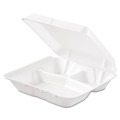 Just Launched | Dart 80HT3R 3-Compartment 7.5 in. x 8 in. x 2.3 in. Foam Hinged Lid Containers - White (200/Carton) image number 4