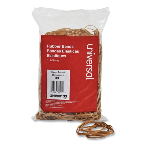 Rubber Bands | Universal UNV00133 0.04 in. Gauge Size 33 Rubber Bands - Beige (640/Pack) image number 0