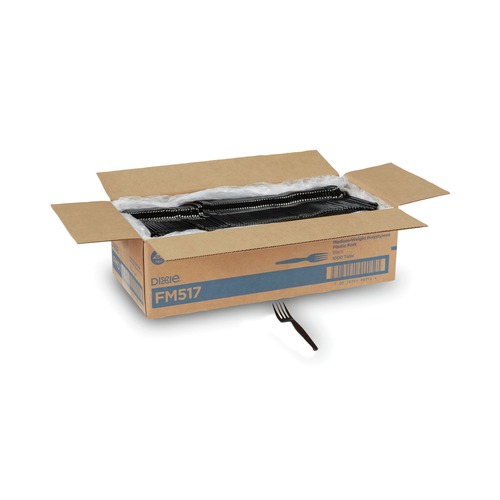  | Dixie FM517 Heavy Mediumweight Plastic Forks - Black (1000/Carton) image number 0