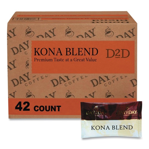  | Day to Day Coffee 23002 1.5 oz. Pack 100 Percent Pure Coffee - Kona Blend (42 Packs/Carton) image number 0
