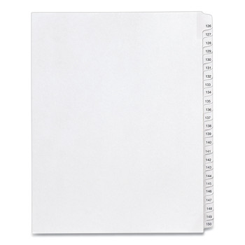 Avery 01706 11 x 8.5 Allstate Style Preprinted Legal Exhibit Side 126 to 150 Tab Index Dividers - White (25-Pieces/Set)