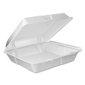  | Dart 90HTPF1VR 9 in. x 9.4 in. x 3 in. Foam Hinged Vented Lid Container - White (200/Carton) image number 0