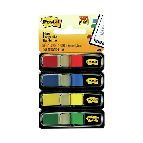 Page Flags | Post-it Flags 683-4 0.5 in. x 1.75 in. Small Page Flags in Dispensers - Assorted Primary (140/Pack) image number 0