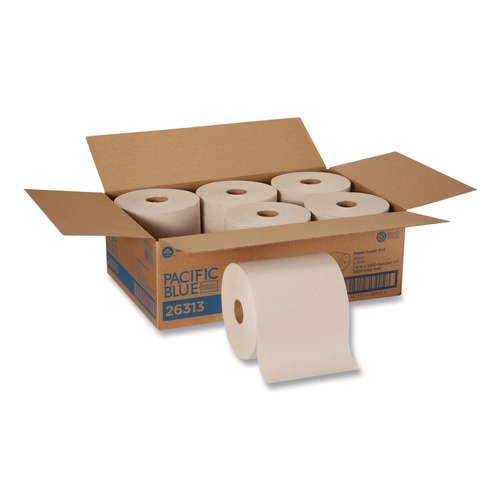 Paper Towels and Napkins | Georgia Pacific Professional 26313 Pacific Blue Basic Recycled Paper Towel Roll 1-Ply 7.87 " x 1000 ft Brown (6/Carton) image number 0
