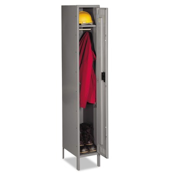 Tennsco STS-121872-1-MGY 12 in. x 18 in. x 78 in. One Locker with Hat Shelf and Coat Rod Single-Tier Locker with Legs - Medium Gray