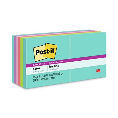 Notebooks & Pads | Post-it Notes Super Sticky 654-12SSMIA 3 in. x 3 in. Pads - Supernova Neon Collection Colors (12 Pads/Pack) image number 0