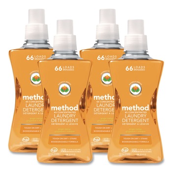 LAUNDRY DETERGENT | Method 01490 53.5 oz. Bottle 4X Concentrated Laundry Detergent - Ginger Mango (4/Carton)