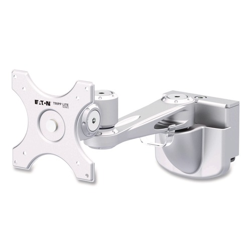 Monitor Stands | Tripp Lite DMSW1332MTAA Single-Extension Monitor Mount for Slat Wall System for 32-in TVs 4.9w x 4.7d x 14.2h Silver Supports 22 lb image number 0