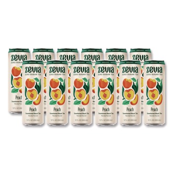 BEVERAGES AND DRINK MIXES | Zevia 01704-12 12 oz Can Peach Black Tea Zero Sugar Naturally Sweetened Black Tea (12/Carton)