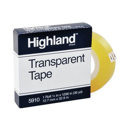 Labels | Highland 5910 0.5 in. x 36 yards 1 in. Core Transparent Tape - Clear (1-Roll) image number 0