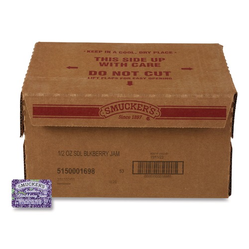 Condiments | Smucker's 5150001698 0.5 oz. Jelly/Jam Plastic Portion Control Cups - Blackberry (200/Carton) image number 0
