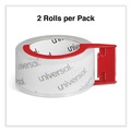 Tape Dispensers | Universal UNV31102 3 in. Core 1.88 in. x 54.6 yds. Heavy-Duty Acrylic Box Sealing Tape with Dispenser - Clear (2/Pack) image number 2