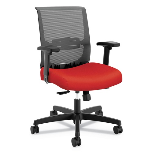Office Chairs | HON HONCMY1ACU67 Supports Up to 275 lbs. Convergence Mid-Back Task Chair with Synchro-Tilt and Seat Glide - Red Seat, Black Back/Base image number 0