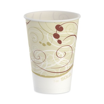 SOLO R7N-J8000 Symphony Design 7 oz. Wax Coated Paper Cups - Beige/White (2000/Carton)
