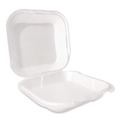 Food Trays, Containers, and Lids | Plastifar 12095 9 in. x 9 in. x 3 in. Secure Two Tab Latch Poly Bag Foam Hinged Lid Container - White (200/Carton) image number 0