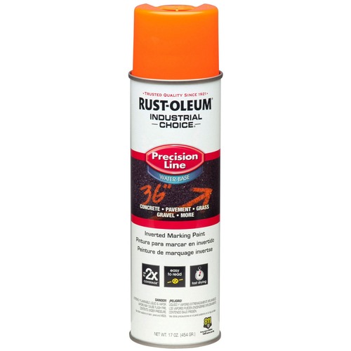 Painting | Rust-Oleum RST203036CT 17 oz. Aerosol Can Industrial Choice Precision Line Marking Paint - Flat Fluorescent Orange (12/Carton) image number 0
