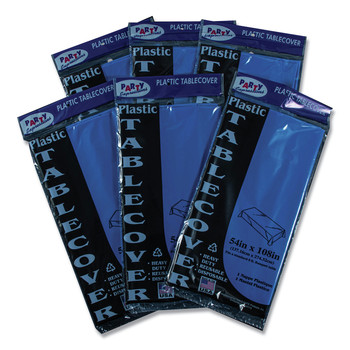 LINEN AND TABLE ACCESSORIES | Tablemate 549BL Heavyweight Plastic 54 in. x 108 in. Table Set Rectangular Table Cover - Blue (6/Pack)