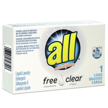 All R1-2979351 Free Clear HE 1.6 oz Vend-Box Liquid Laundry Detergent - Unscented (100/Carton)