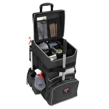 Rubbermaid Commercial 1902465 Executive 14.25 in. x 16.5 in. x 25 in. 16-Compartment Quick Cart - Dark Gray