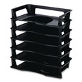Desktop Organizers | Rubbermaid 86028 Regeneration 6 Sections Letter Size Files 9.13 in. x 15.25 in. x 2.75 in. Recycled Plastic Letter Tray - Black (6/Pack) image number 1