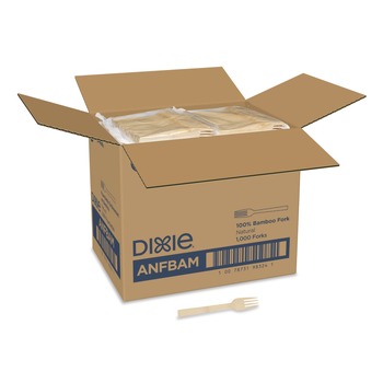 Dixie ANFBAM Mediumweight Bamboo Cutlery Fork - Light Golden (1000/Carton)
