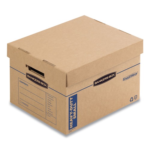 Boxes & Bins | Bankers Box 7710201 SmoothMove 15 in. x 15 in. x 12 in. Maximum Strength Moving/Storage Boxes - Small, Brown/Blue (8/Carton) image number 0