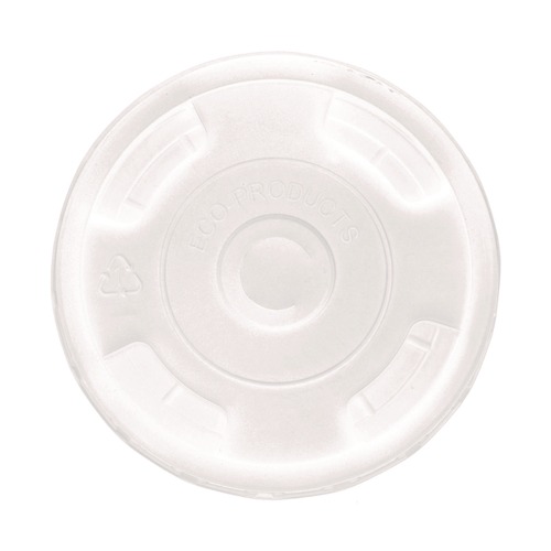 Cups and Lids | Eco-Products EP-CRFL BlueStripe Recycled Content 9 oz. to 24 oz. Cold Cup Flat Lids - Clear (10 Packs/Carton, 100/Pack) image number 0