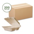 Food Trays, Containers, and Lids | Vegware VW-HC83NFA 7.9 x 7.9 x 2.9 Nourish Molded 3-Compartment Compostable Fiber Takeout Containers - White (200/Carton) image number 1