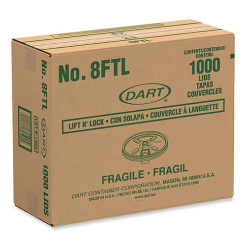  | Dart 8FTL Lift 'n' Lock 8 oz. Foam Cup and Container Lids - White (1000/Carton) image number 0