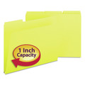File Folders | Smead 21562 1/3-Cut Tabs Assorted Letter Size 1 in. Expansion Recycled Heavy Pressboard Folders - Yellow (25/Box) image number 5