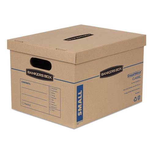 Boxes & Bins | Bankers Box 7714210 SmoothMove 12 in. x 15 in. x 10 in. Classic Moving/Storage Boxes - Small, Brown/Blue (20/Carton) image number 0
