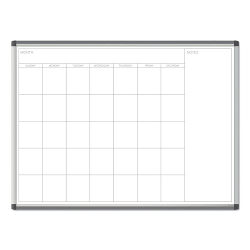 White Boards | U Brands 2903U00-01 PINIT 47 x 35 Magnetic Dry Erase Undated One Month Calendar - White image number 0